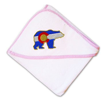 Baby Hooded Towel Colorado State Flag Bear Embroidery Kids Bath Robe Cotton