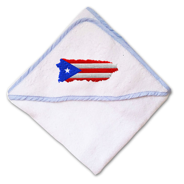 Baby Hooded Towel Puerto Rico Map Flag Embroidery Kids Bath Robe Cotton - Cute Rascals