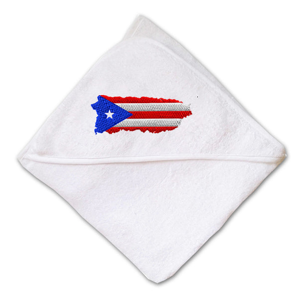 Baby Hooded Towel Puerto Rico Map Flag Embroidery Kids Bath Robe Cotton - Cute Rascals