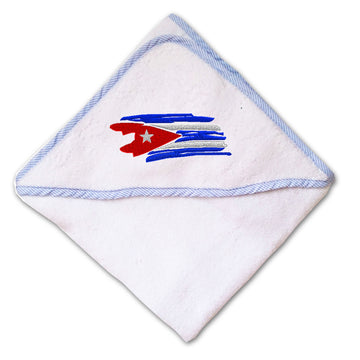 Baby Hooded Towel Cuban Flag Drawing Lines Embroidery Kids Bath Robe Cotton