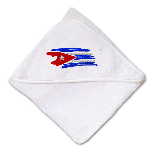 Baby Hooded Towel Cuban Flag Drawing Lines Embroidery Kids Bath Robe Cotton - Cute Rascals