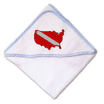 Baby Hooded Towel U.S.A. Scuba Dive Flag Map Embroidery Kids Bath Robe Cotton - Cute Rascals