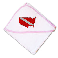 Baby Hooded Towel U.S.A. Scuba Dive Flag Map Embroidery Kids Bath Robe Cotton - Cute Rascals