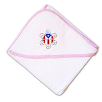 Baby Hooded Towel Puerto Rico Flag Sol Taino A Embroidery Kids Bath Robe Cotton - Cute Rascals