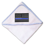 Baby Hooded Towel American Flag Thin Blue Line Embroidery Kids Bath Robe Cotton - Cute Rascals