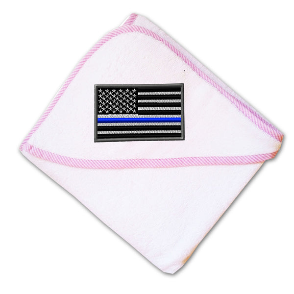 Baby Hooded Towel American Flag Thin Blue Line Embroidery Kids Bath Robe Cotton - Cute Rascals