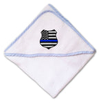 Baby Hooded Towel Us Flag Thin Blue Line Badge Embroidery Kids Bath Robe Cotton - Cute Rascals