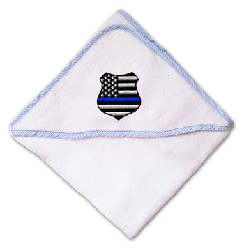 Baby Hooded Towel Us Flag Thin Blue Line Badge Embroidery Kids Bath Robe Cotton