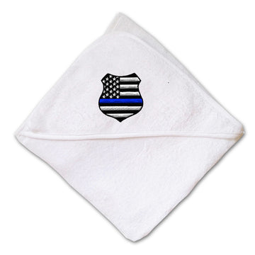 Baby Hooded Towel Us Flag Thin Blue Line Badge Embroidery Kids Bath Robe Cotton