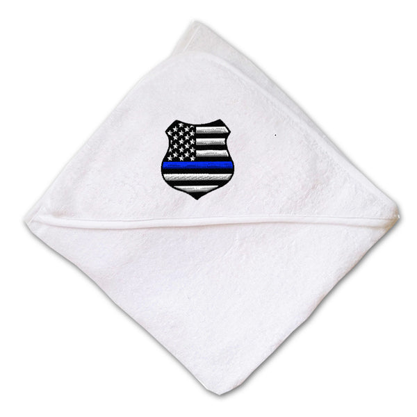 Baby Hooded Towel Us Flag Thin Blue Line Badge Embroidery Kids Bath Robe Cotton - Cute Rascals