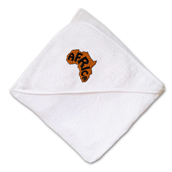Baby Hooded Towel Orange Africa Continent Embroidery Kids Bath Robe Cotton - Cute Rascals