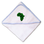 Baby Hooded Towel Green Africa Continent Embroidery Kids Bath Robe Cotton - Cute Rascals