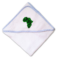 Baby Hooded Towel Green Africa Continent Embroidery Kids Bath Robe Cotton - Cute Rascals