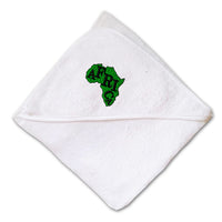 Baby Hooded Towel Green Africa Continent Embroidery Kids Bath Robe Cotton - Cute Rascals