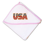 Baby Hooded Towel Usa American Flag Embroidery Kids Bath Robe Cotton - Cute Rascals