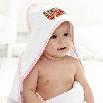 Baby Hooded Towel Usa American Flag Embroidery Kids Bath Robe Cotton