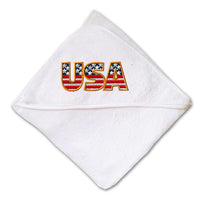 Baby Hooded Towel Usa American Flag Embroidery Kids Bath Robe Cotton - Cute Rascals