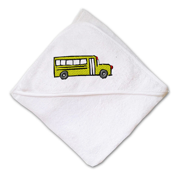 Baby Hooded Towel School Bus A Embroidery Kids Bath Robe Cotton - Cute Rascals