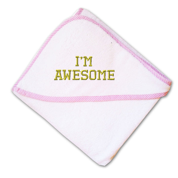 Baby Hooded Towel I Am Awesome Embroidery Kids Bath Robe Cotton - Cute Rascals