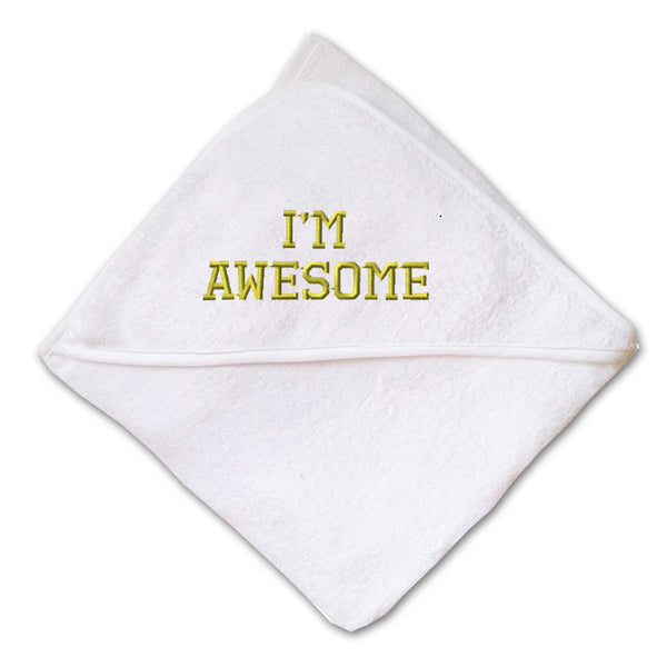 Baby Hooded Towel I Am Awesome Embroidery Kids Bath Robe Cotton - Cute Rascals