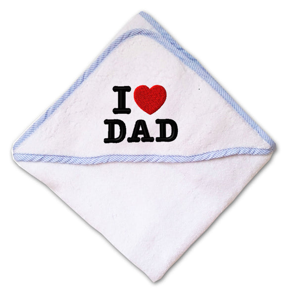 Baby Hooded Towel I Love Dad A Embroidery Kids Bath Robe Cotton - Cute Rascals