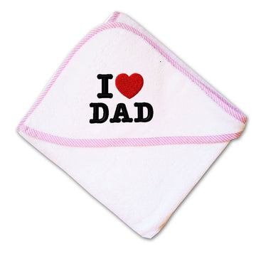 Baby Hooded Towel I Love Dad A Embroidery Kids Bath Robe Cotton