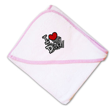 Baby Hooded Towel I Love Dad Shadows Embroidery Kids Bath Robe Cotton