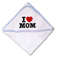 Baby Hooded Towel I Love Mom Embroidery Kids Bath Robe Cotton - Cute Rascals