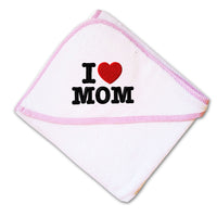 Baby Hooded Towel I Love Mom Embroidery Kids Bath Robe Cotton - Cute Rascals