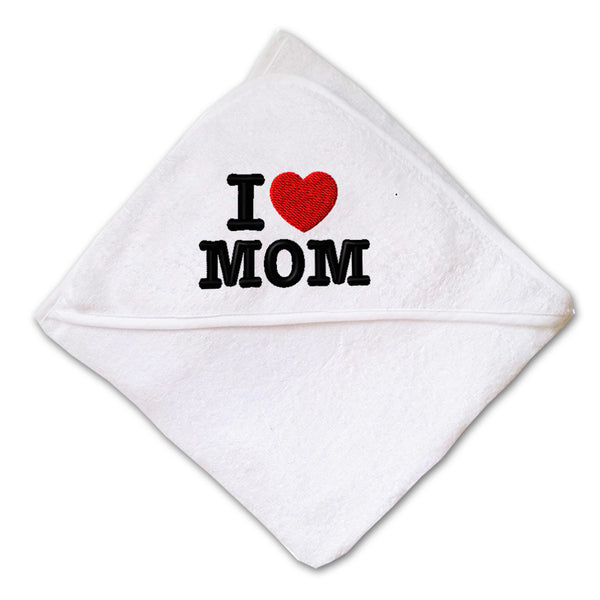 Baby Hooded Towel I Love Mom Embroidery Kids Bath Robe Cotton - Cute Rascals