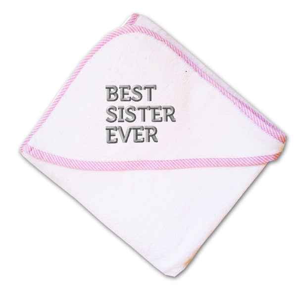 Baby Hooded Towel Best Sister Ever Embroidery Kids Bath Robe Cotton - Cute Rascals