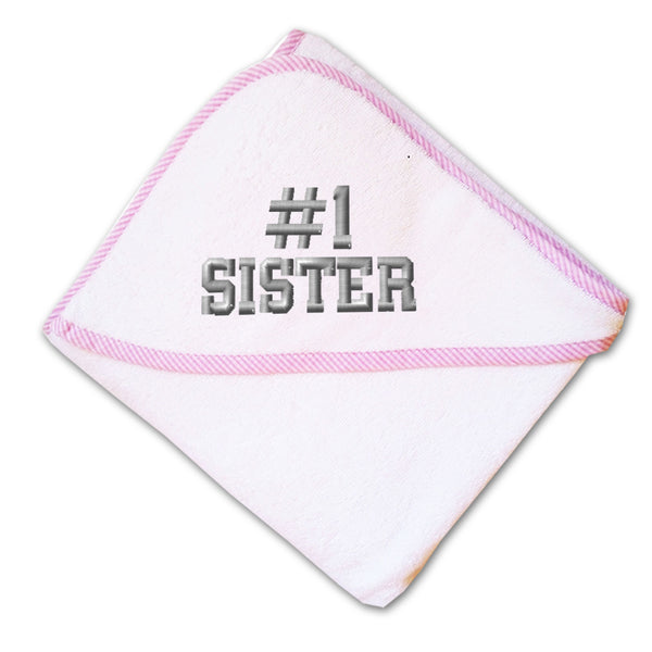 Baby Hooded Towel Number #1 Sister Embroidery Kids Bath Robe Cotton - Cute Rascals