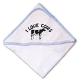 Baby Hooded Towel I Love Cows Embroidery Kids Bath Robe Cotton