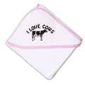 Baby Hooded Towel I Love Cows Embroidery Kids Bath Robe Cotton