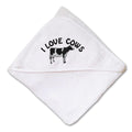 Baby Hooded Towel I Love Cows Embroidery Kids Bath Robe Cotton