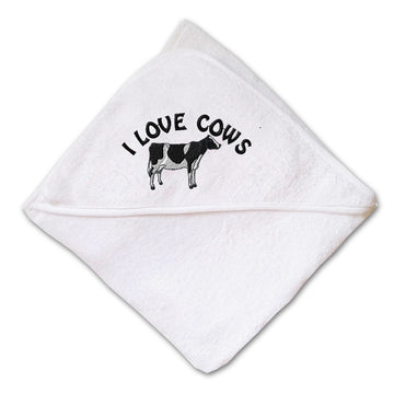 Baby Hooded Towel I Love Cows Embroidery Kids Bath Robe Cotton