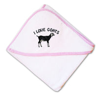 Baby Hooded Towel I Love Goats Style A Embroidery Kids Bath Robe Cotton - Cute Rascals