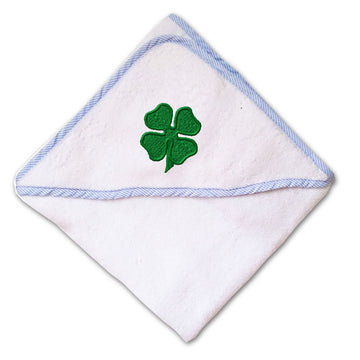 Baby Hooded Towel 4 Leaf Clover Embroidery Kids Bath Robe Cotton