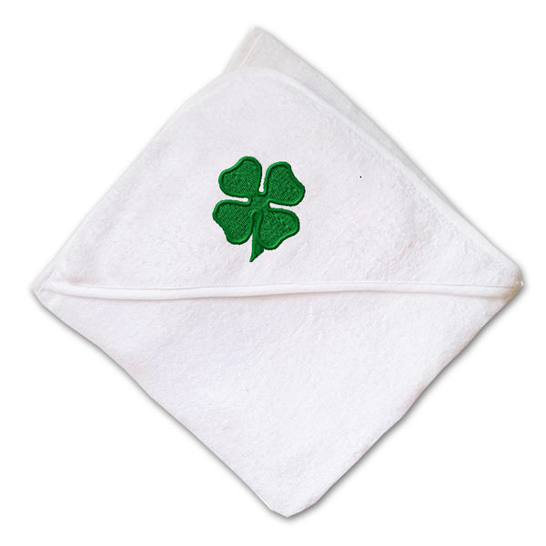 Baby Hooded Towel 4 Leaf Clover Embroidery Kids Bath Robe Cotton - Cute Rascals