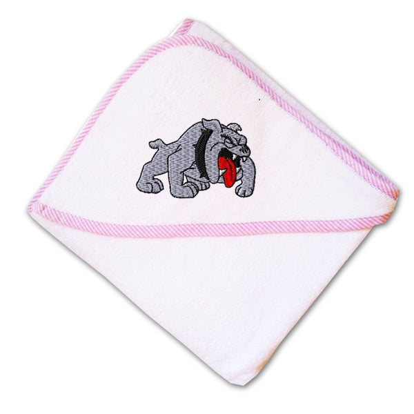 Baby Hooded Towel Bulldog C Embroidery Kids Bath Robe Cotton - Cute Rascals