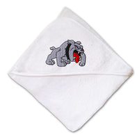 Baby Hooded Towel Bulldog C Embroidery Kids Bath Robe Cotton - Cute Rascals