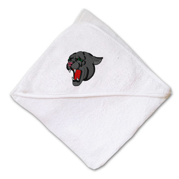 Baby Hooded Towel Panther Head Mascot Embroidery Kids Bath Robe Cotton