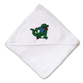 Baby Hooded Towel Standing Alligator Embroidery Kids Bath Robe Cotton