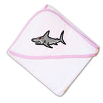 Baby Hooded Towel Mean Shark Embroidery Kids Bath Robe Cotton - Cute Rascals