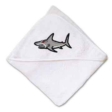 Baby Hooded Towel Mean Shark Embroidery Kids Bath Robe Cotton