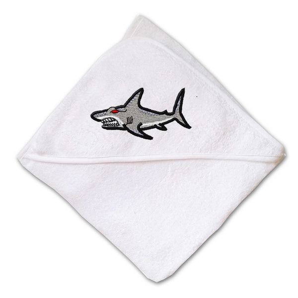 Baby Hooded Towel Mean Shark Embroidery Kids Bath Robe Cotton - Cute Rascals