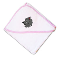 Baby Hooded Towel Animal Wolves Mascot B Embroidery Kids Bath Robe Cotton - Cute Rascals