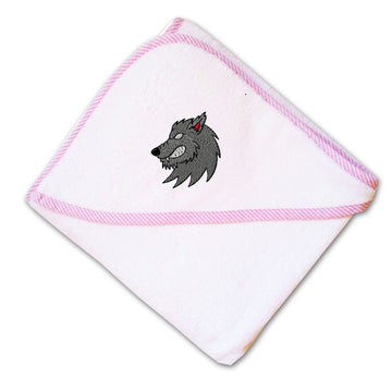 Baby Hooded Towel Animal Wolves Mascot B Embroidery Kids Bath Robe Cotton