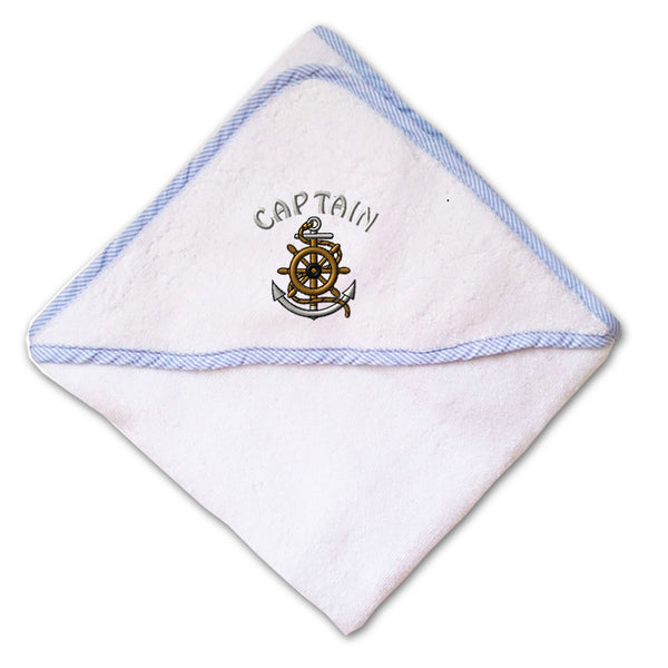 Baby Hooded Towel Captain Wheel Sailing Anchor Embroidery Kids Bath Robe Cotton - Cute Rascals