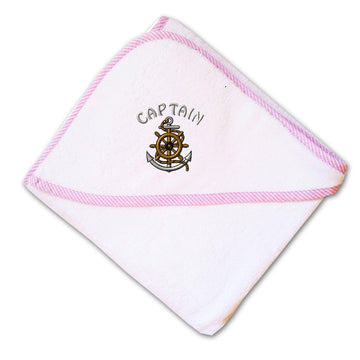 Baby Hooded Towel Captain Wheel Sailing Anchor Embroidery Kids Bath Robe Cotton